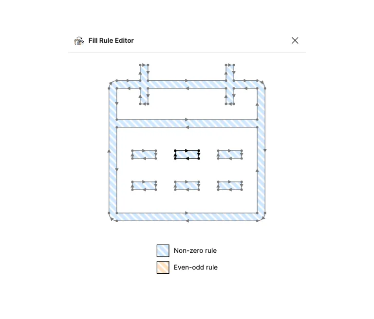 To toggle between non-zero rule and even-odd rule simply click the blue or orange area of the icon.